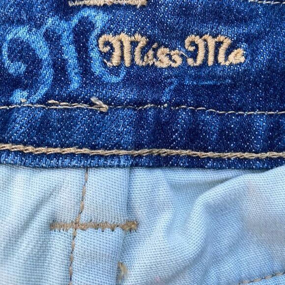 Miss Me Boot Cut Flared Floral Cutout Blue Jeans 29 Western Cowboy Boho - Picture 5 of 10